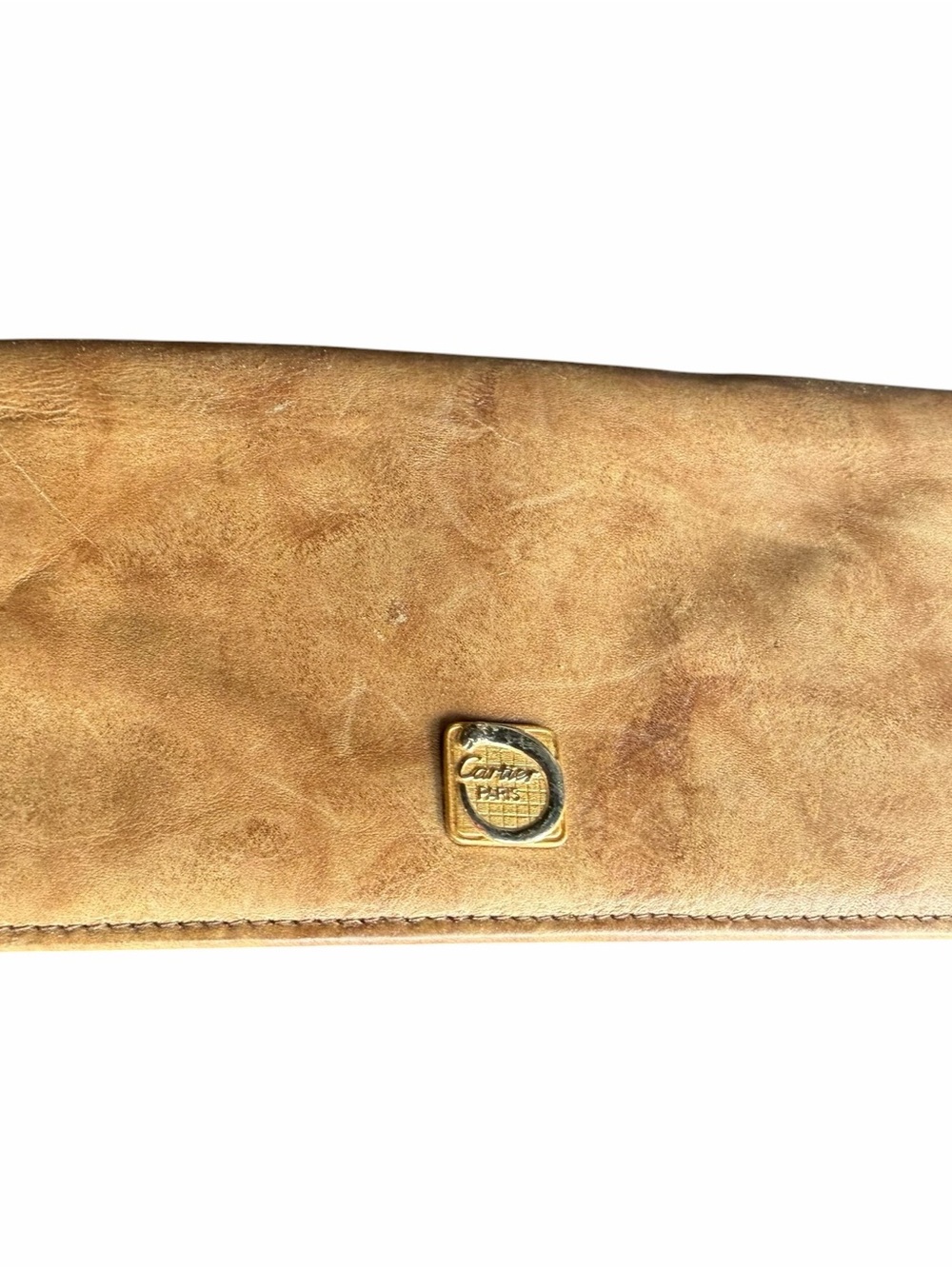 Vintage Cartier Paris Leather Tan Beige Long Continental Flap Wallet 7.5x4in